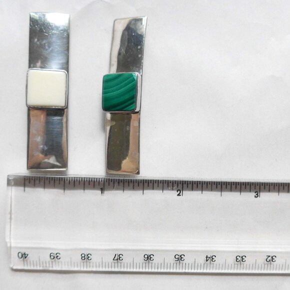 Set of two Sterling Silver Native American pins with stone inlay - Picture 12 of 12